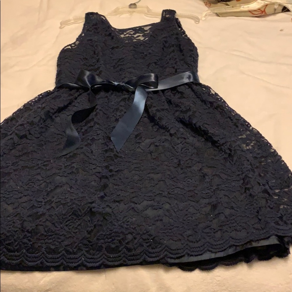 Navy knee length lace dress